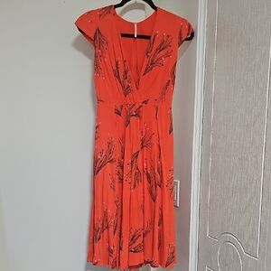 Free People Retro Coral Floral Print Dress Size 0